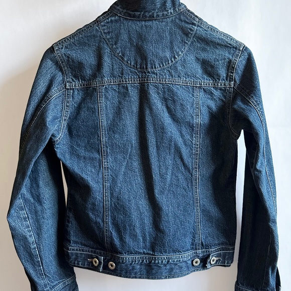 Club Monaco Fitted Cropped Dark Denim Jacket - Picture 3 of 5
